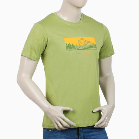 Eminent Men's Round Neck Half Sleeves Printed T-Shirt - Sea Green
