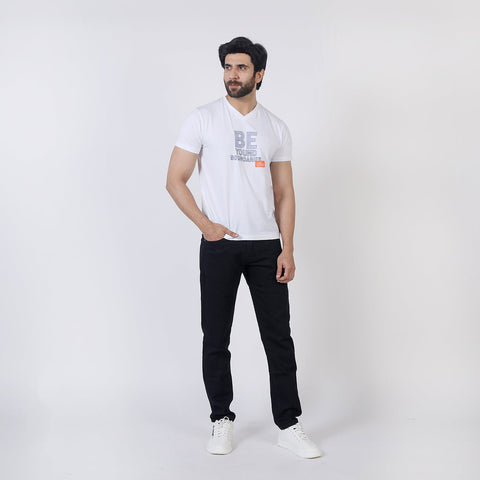 Eminent Men's Half Sleeves Printed T-Shirt - White, Men's T-Shirts & Polos, Eminent, Chase Value