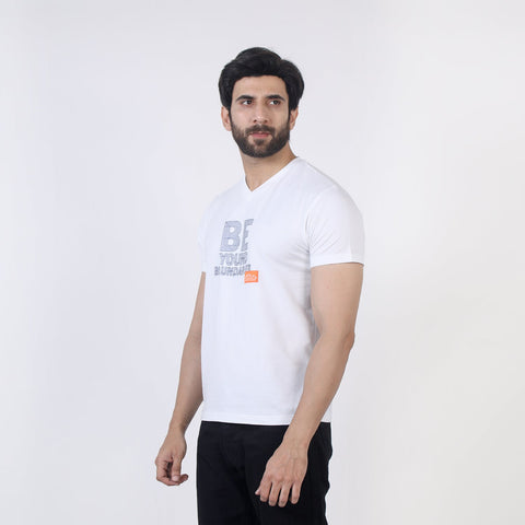 Eminent Men's Half Sleeves Printed T-Shirt - White, Men's T-Shirts & Polos, Eminent, Chase Value