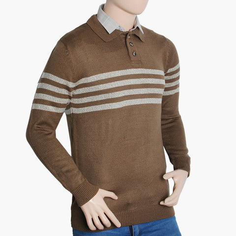 Men's Polo Stripe Sweater - Tobacco, Men's Sweater & Sweat Shirts, Chase Value, Chase Value