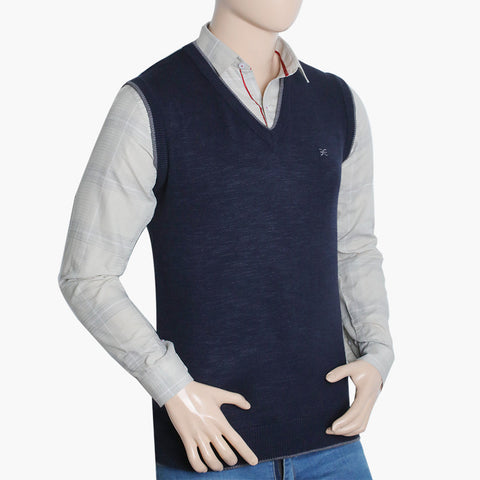 Men's Sleevesless Fancy Sweater - Navy Blue, Men's Sweater & Sweat Shirts, Chase Value, Chase Value