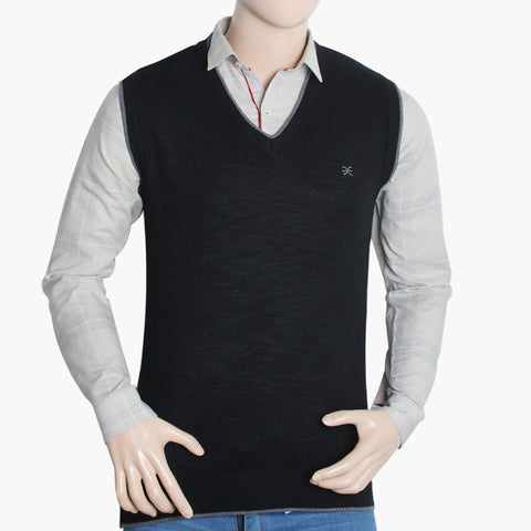 Men's Sleevesless Fancy Sweater - Black, Men's Sweater & Sweat Shirts, Chase Value, Chase Value