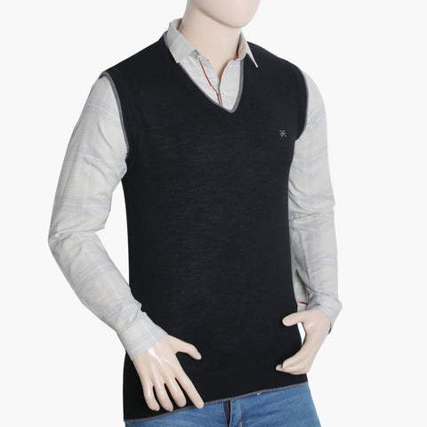 Men's Sleevesless Fancy Sweater - Black, Men's Sweater & Sweat Shirts, Chase Value, Chase Value