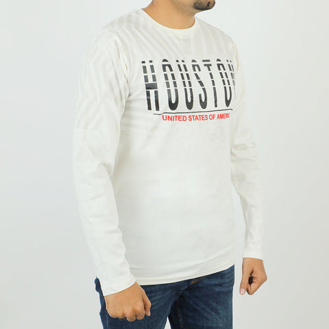 Eminent Men's Round Neck Full Sleeves T-Shirt - Off White, Men's T-Shirts & Polos, Eminent, Chase Value