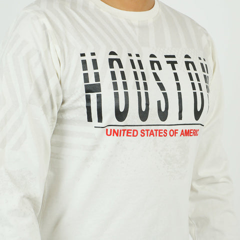 Eminent Men's Round Neck Full Sleeves T-Shirt - Off White, Men's T-Shirts & Polos, Eminent, Chase Value