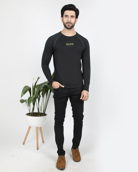 Eminent Men's Round Neck Full Sleeves T-Shirt - Black, Men's T-Shirts & Polos, Eminent, Chase Value