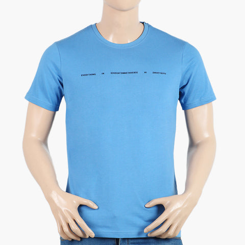 Eminent Men's Round Neck Half Sleeves Printed T-Shirt - Powder Blue, Men's T-Shirts & Polos, Eminent, Chase Value