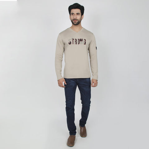 Eminent Men's Round Neck Full Sleeves T-Shirt - Grey