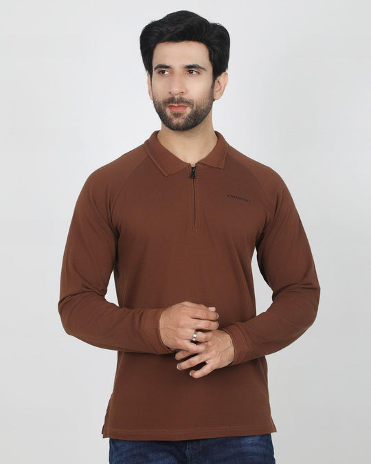 Eminent Men's Full Sleeves Polo T-Shirt - Brown, Men's T-Shirts & Polos, Eminent, Chase Value
