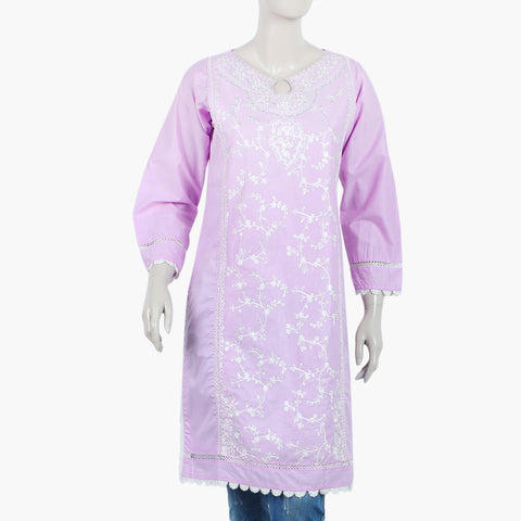 Women's Embroidered Stitched Kurti - Lilac, Women Ready Kurtis, Eminent, Chase Value