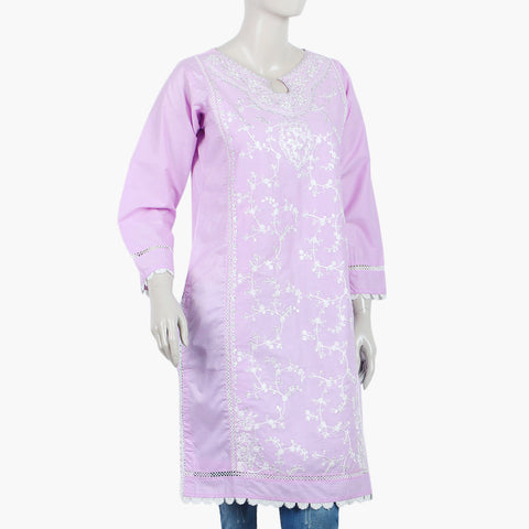 Women's Embroidered Stitched Kurti - Lilac, Women Ready Kurtis, Eminent, Chase Value