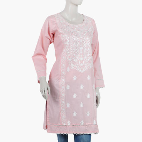 Women's Embroidered Stitched Kurti - Peach, Women Ready Kurtis, Eminent, Chase Value