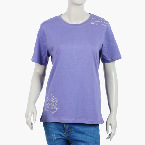 Eminent Women's Half Sleeves Printed T-Shirt - Purple, Women T-Shirts & Tops, Eminent, Chase Value