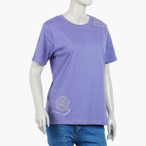 Eminent Women's Half Sleeves Printed T-Shirt - Purple, Women T-Shirts & Tops, Eminent, Chase Value