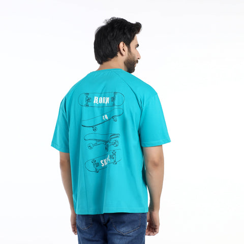 Eminent Men's Half Sleeves  Printed T-Shirt - Turquoise