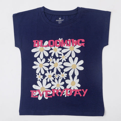 Eminent Girls Half Sleeves T-Shirt - Mid Blue, Girls T-Shirts, Eminent, Chase Value