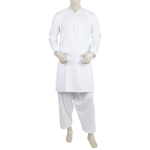 Eminent Men's Embroidered Kurta Shalwar Suit - White
