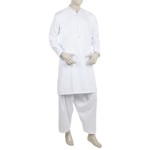Eminent Men's Embroidered Kurta Shalwar Suit - White