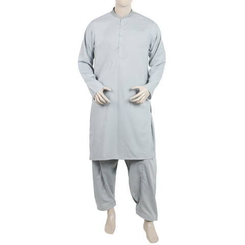 Men's Slim Fit Embroidered Shalwar Suit - Grey