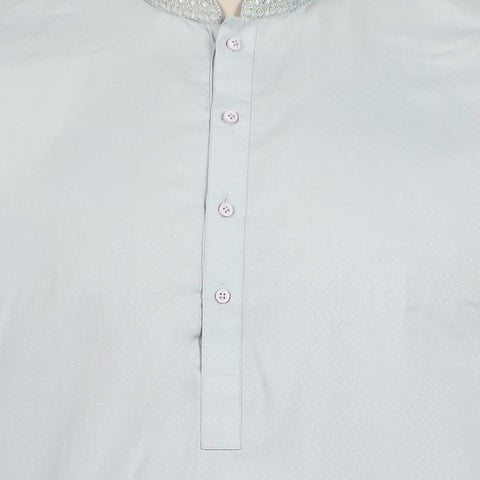 Men's Slim Fit Embroidered Shalwar Suit - Grey