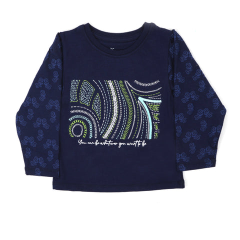 Eminent Girls Full Sleeves T-Shirt - Navy Blue, Girls T-Shirts, Eminent, Chase Value