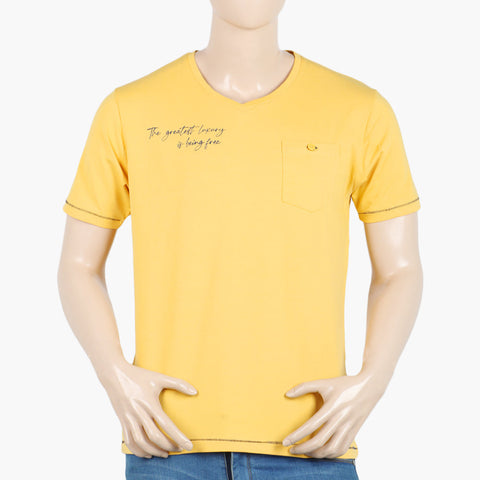 Eminent Men's Round Neck Half Sleeves Printed T-Shirt - Yellow, Men's T-Shirts & Polos, Eminent, Chase Value