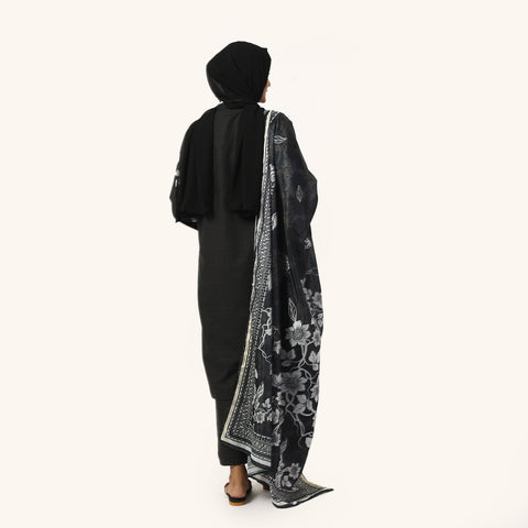 Eminent Women'S Dyed Slub 3Pcs Suit - Black
