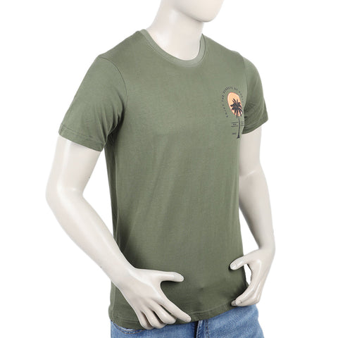 Eminent Men's Round Neck Half Sleeves Printed T-Shirt - Green