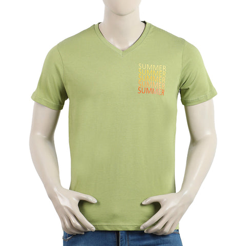 Eminent Men's Round Neck Half Sleeves Printed T-Shirt - Spinach Green