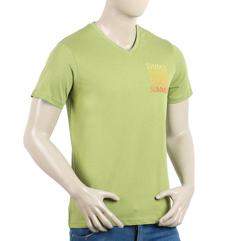 Eminent Men's Round Neck Half Sleeves Printed T-Shirt - Spinach Green