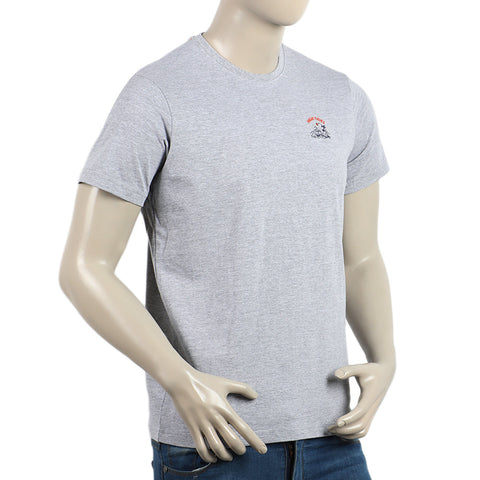 Eminent Men's Round Neck Half Sleeves Printed T-Shirt - Ash Grey