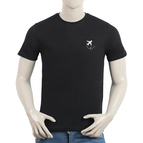 Eminent Men's Round Neck Half Sleeves Printed T-Shirt - Black