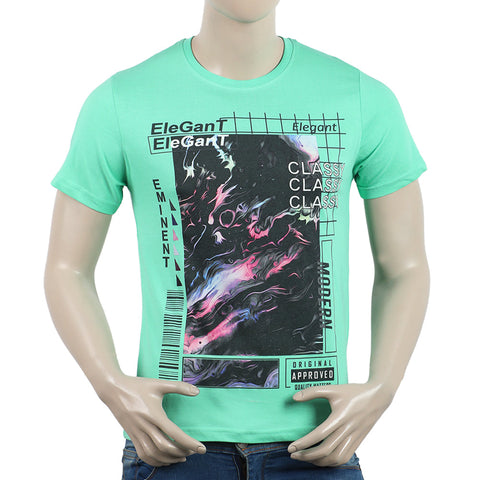Eminent Men's Round Neck Half Sleeves Printed T-Shirt - Spring Bud