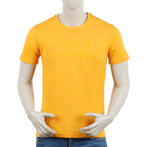 Eminent Men's Round Neck Half Sleeves Printed T-Shirt - Yellow