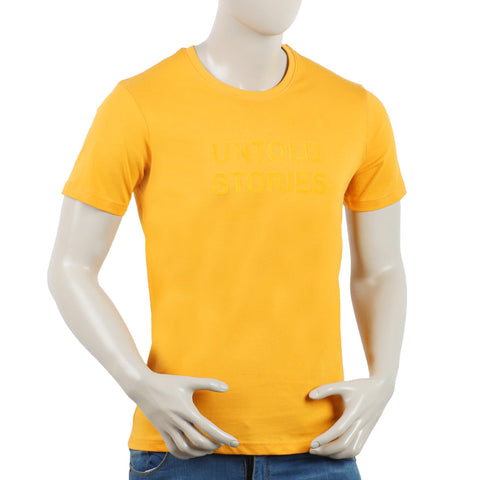 Eminent Men's Round Neck Half Sleeves Printed T-Shirt - Yellow