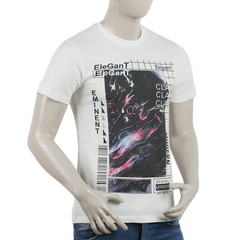 Eminent Men's Round Neck Half Sleeves Printed T-Shirt - Off White