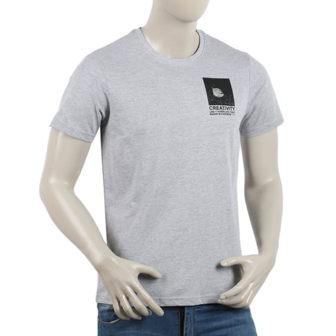 Eminent Men's Round Neck Half Sleeves Printed T-Shirt - Ash Grey