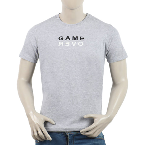Eminent Men's Round Neck Half Sleeves Printed T-Shirt - Ash Grey