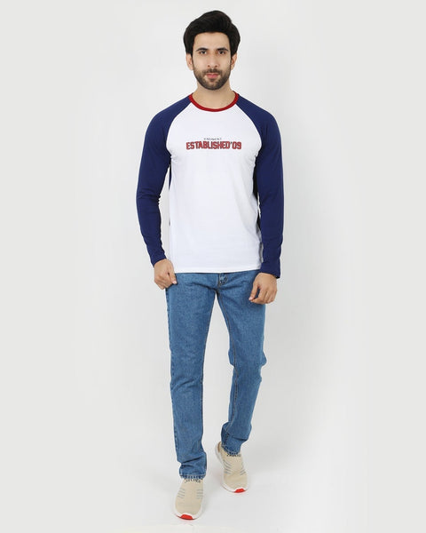 Eminent Men's Round Neck Full Sleeves T-Shirt - Navy Blue & White, Men's T-Shirts & Polos, Eminent, Chase Value