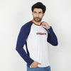 Eminent Men's Round Neck Full Sleeves T-Shirt - Navy Blue & White