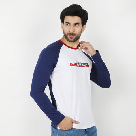 Eminent Men's Round Neck Full Sleeves T-Shirt - Navy Blue & White, Men's T-Shirts & Polos, Eminent, Chase Value