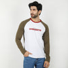 Eminent Men's Round Neck Full Sleeves T-Shirt - Olive & White