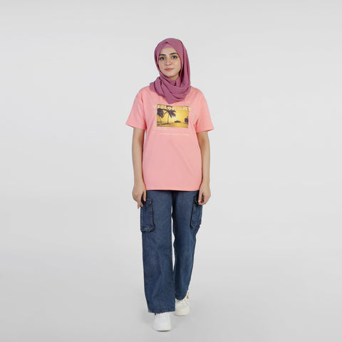 Eminent Women's Half Sleeves Printed T-Shirt - Pink, Women T-Shirts & Tops, Eminent, Chase Value