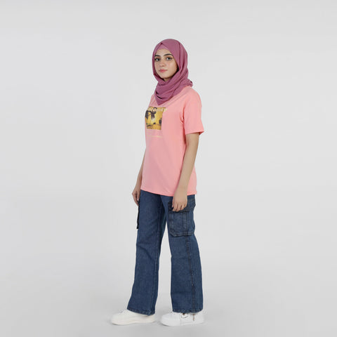 Eminent Women's Half Sleeves Printed T-Shirt - Pink, Women T-Shirts & Tops, Eminent, Chase Value
