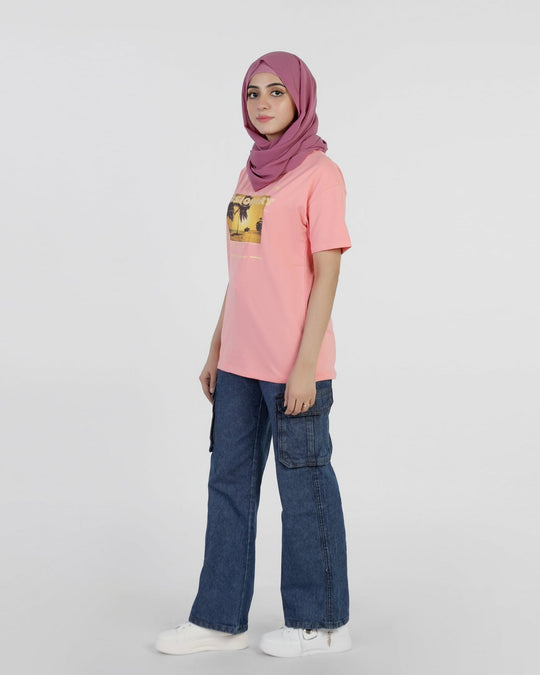 Eminent Women's Half Sleeves Printed T-Shirt - Pink, Women T-Shirts & Tops, Eminent, Chase Value