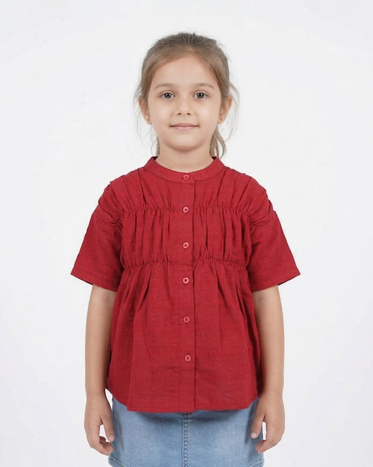 Girls Half Sleeves Woven Top