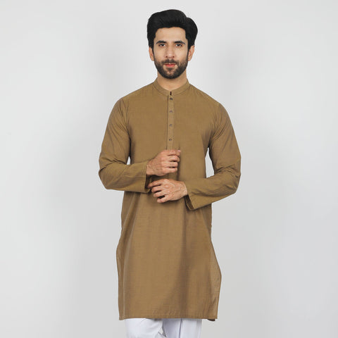 Eminent Men's Plain Kurta - Mehndi