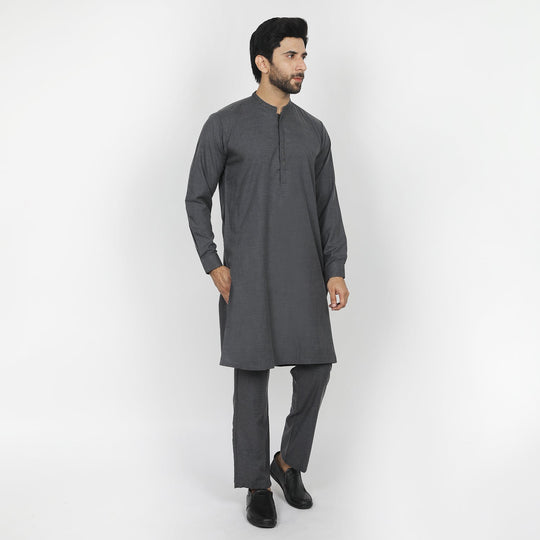 Eminent Men's Embroidered Kurta Pajama Suit - Charcoal, Men's Shalwar Kameez, Eminent, Chase Value