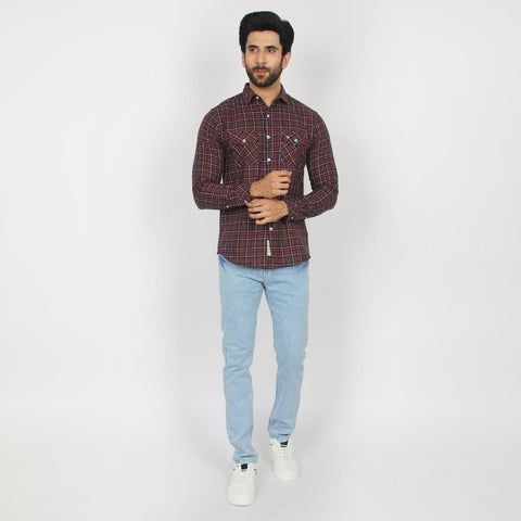 Eminent Men's Casual Check Shirt - Maroon