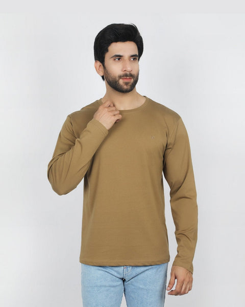 Eminent Men's Full Sleeves Round Neck T-Shirt - Dark Sandy, Men's T-Shirts & Polos, Eminent, Chase Value